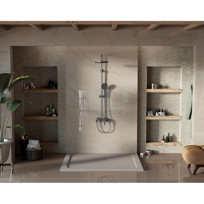 Душевая стойка Vincea  VSFS-413GM с изливом, вороненая сталь