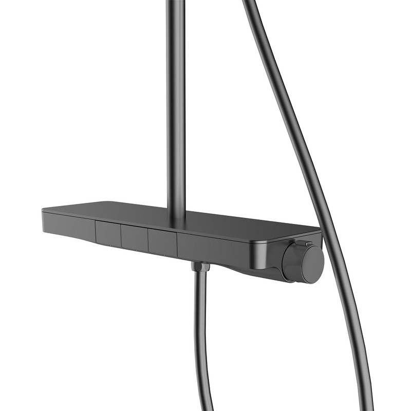 Душевая стойка Vincea  Inspire VSFS-3I12TGM термостатическая с изливом, 30см верх.душ, вороненая сталь