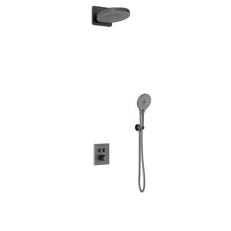 Душевой комплект Vincea  Inspire VSFW-3I21T1GM встраиваемый, термостатический, 2 режима, вороненая сталь