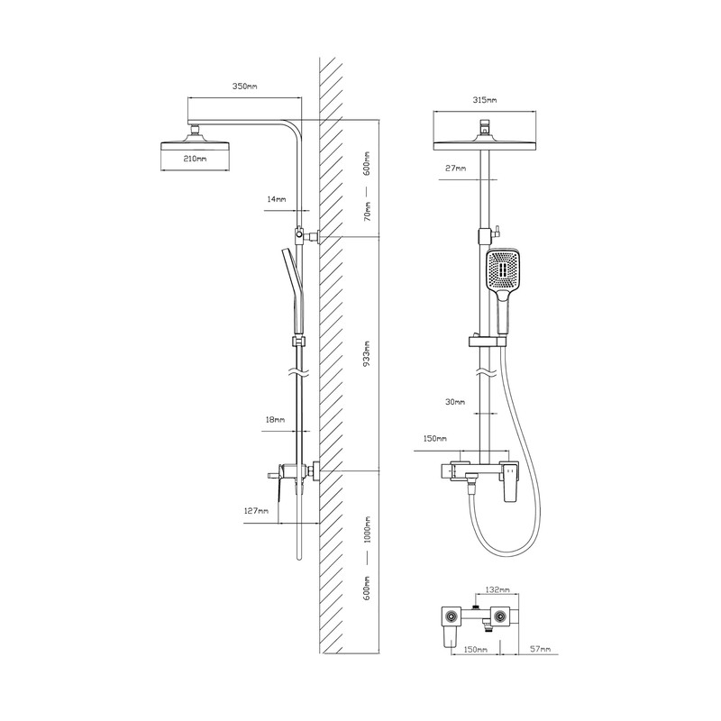 Душевая стойка Vincea  Cube VSFS-4C12CH с изливом, хром