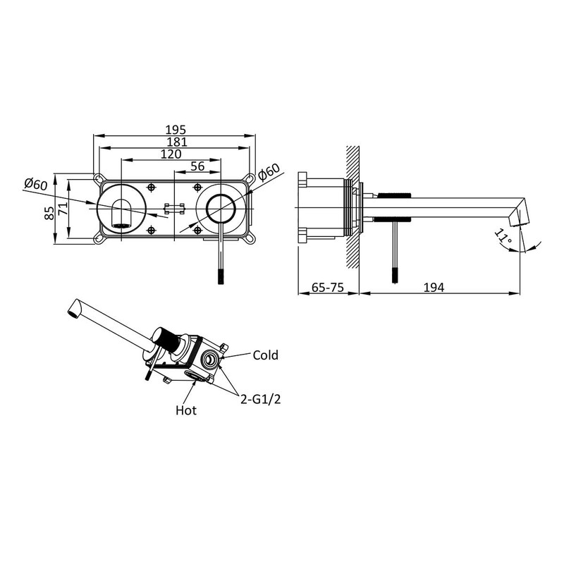Смеситель для раковины Vincea Desire VBFW-1D1GM встраиваемый , вороненая сталь