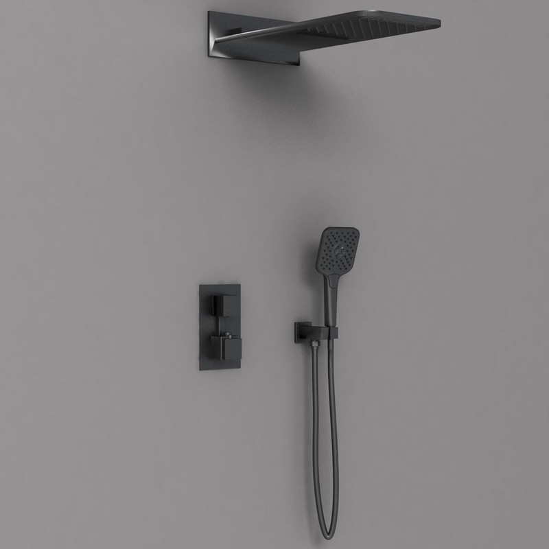 Душевой комплект Vincea  VSFW-103TMB термостатический встраиваемый, двухрежимный, черный