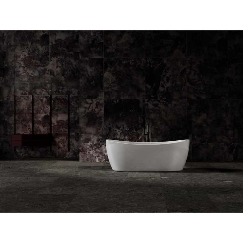 Ванна из искусственного камня Vincea VBT-6S03MW 170x80 см, отдельностоящая, матовая белая, овальная, со сливом-переливом, с донным клапаном