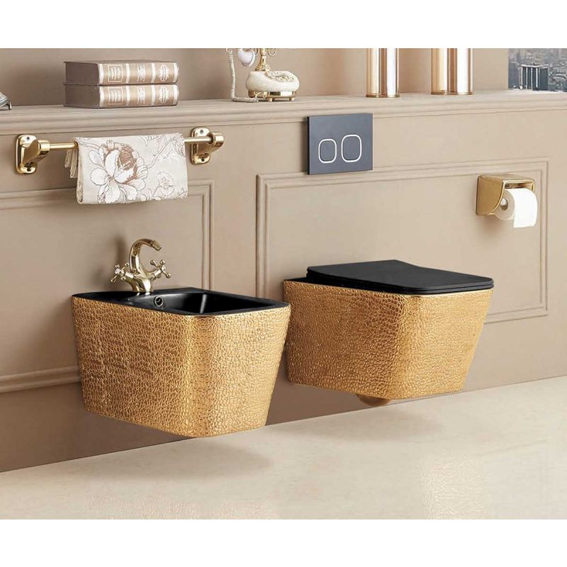 Биде подвесное Vincea Q-Line VB1-12G1B золотое, черное