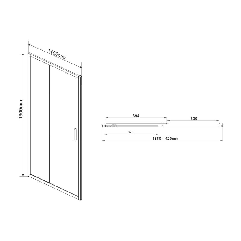 Душевая дверь Vincea Garda 140 VDS-1G140CLB профиль Черный стекло прозрачное