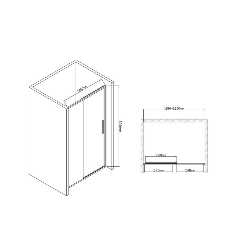 Душевая дверь Vincea Slim-U 120 VDS-2SU120CLB профиль Черный матовый стекло прозрачное