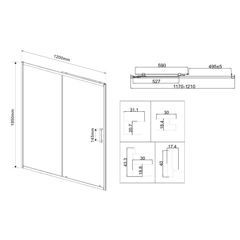Душевая дверь Vincea City 120 VDS-5CT120CL профиль Хром стекло прозрачное