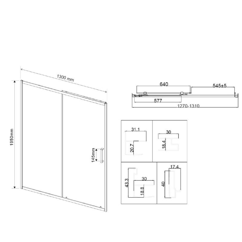 Душевая дверь Vincea City 130 VDS-5CT130CLB профиль Черный стекло прозрачное