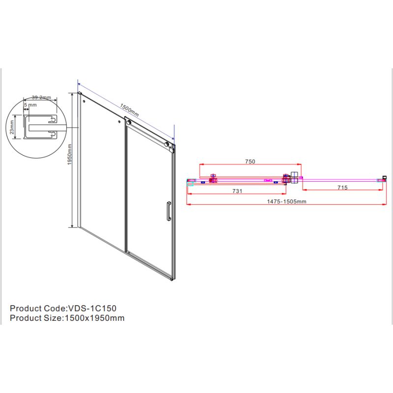 Душевая дверь Vincea Como 150 VPS-1C150CL профиль Хром стекло прозрачное