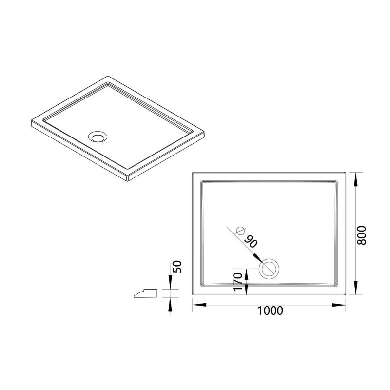 Акриловый поддон для душа Vincea 100х80 VST-5AR-8010 Белый