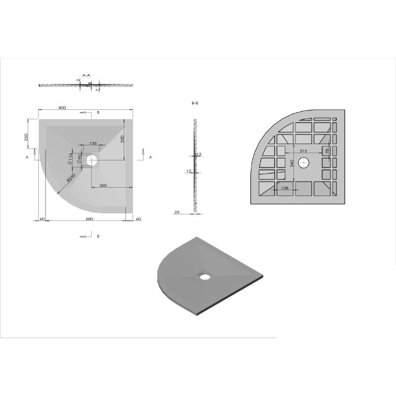 Поддон для душа из искусственного камня VST-4SQ8080W