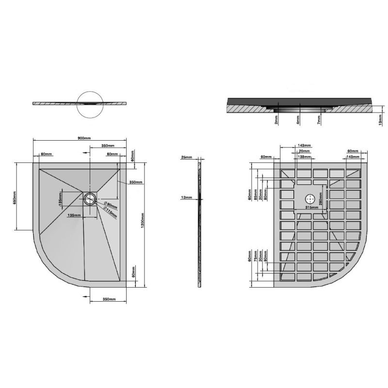 Душевой поддон из искусственного камня Vincea 120x90 L VST-4SQ9012W-L