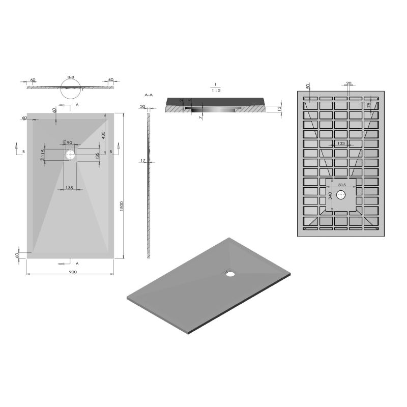 Душевой поддон из искусственного камня Vincea 150x90 VST-4SR9015W Белый матовый