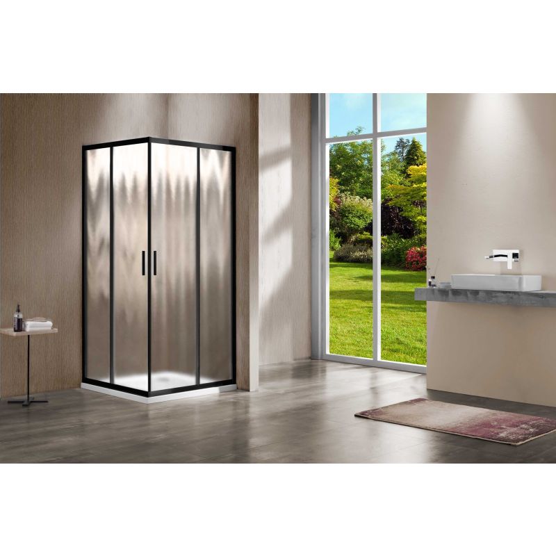 Душевой уголок Vincea Garda VSS-1G900CHB 90x90 профиль Черный стекло шиншилла