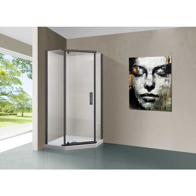 Душевой уголок Vincea Stresa 90x90 VSP-1S900CLGM профиль Вороненая сталь стекло прозрачное