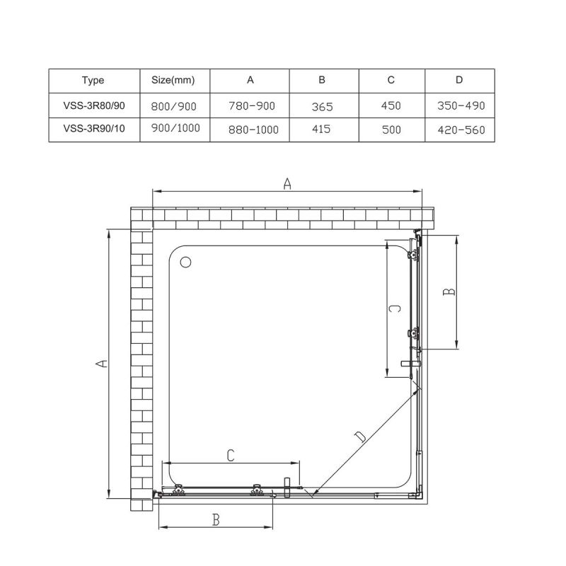 Душевой уголок Vincea Rapid 90x90 VSS-3R80/90CL профиль Хром стекло прозрачное