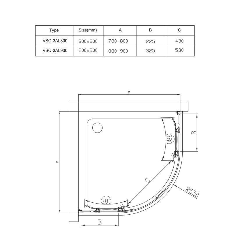 Душевой уголок Vincea Alpha 80x80 VSQ-3AL800MT профиль Хром стекло текстурное