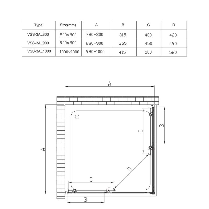 Душевой уголок Vincea Alpha 80x80 VSS-3AL800CL профиль Хром стекло прозрачное