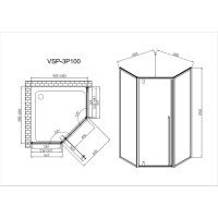 Душевой уголок Vincea Penta 100х100 VSP-3P100CLB профиль Черный стекло прозрачное