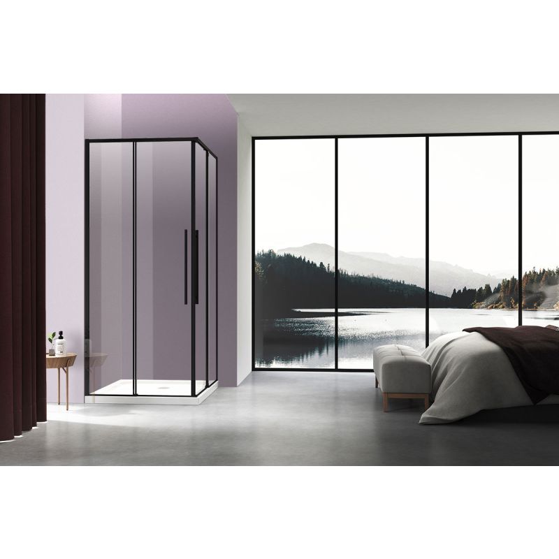 Душевой уголок Vincea Slim-N 90x90 VSS-4SN900CLB профиль Черный стекло прозрачное