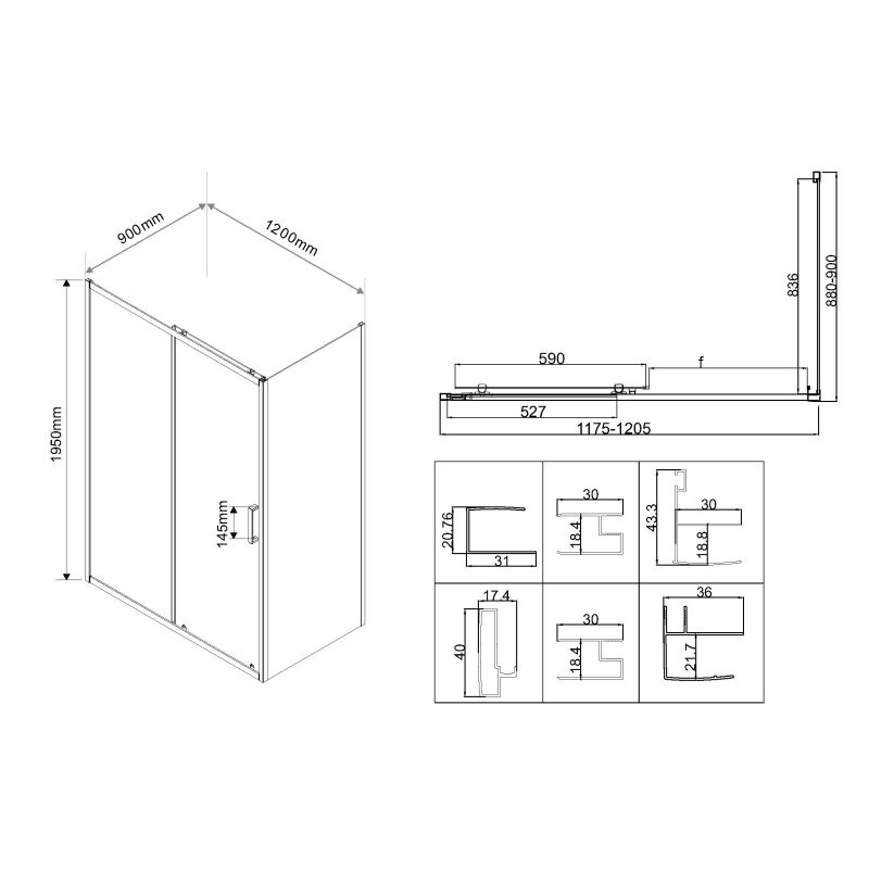 Душевой уголок Vincea City 120х90 VSR-5CT9012MT профиль Хром стекло текстурное