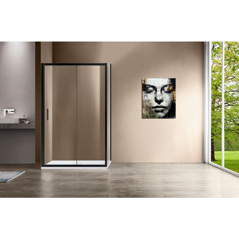 Душевой уголок Vincea Garda 140х80 VSR-1G8014CLB профиль Черный стекло прозрачное