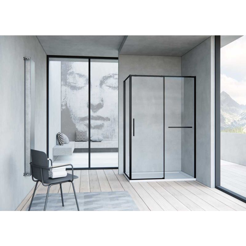 Душевой уголок Vincea Slim Soft 110x80 VSR-1SS8011CLB профиль Черный стекло прозрачное