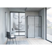 Душевой уголок Vincea Slim Soft 140х100 VSR-1SS1014CLB профиль Черный стекло прозрачное