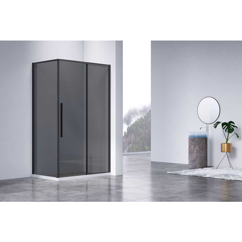 Душевой уголок Vincea Slim-N 140x80 VSR-4SN8014CGB профиль Черный стекло тонированное