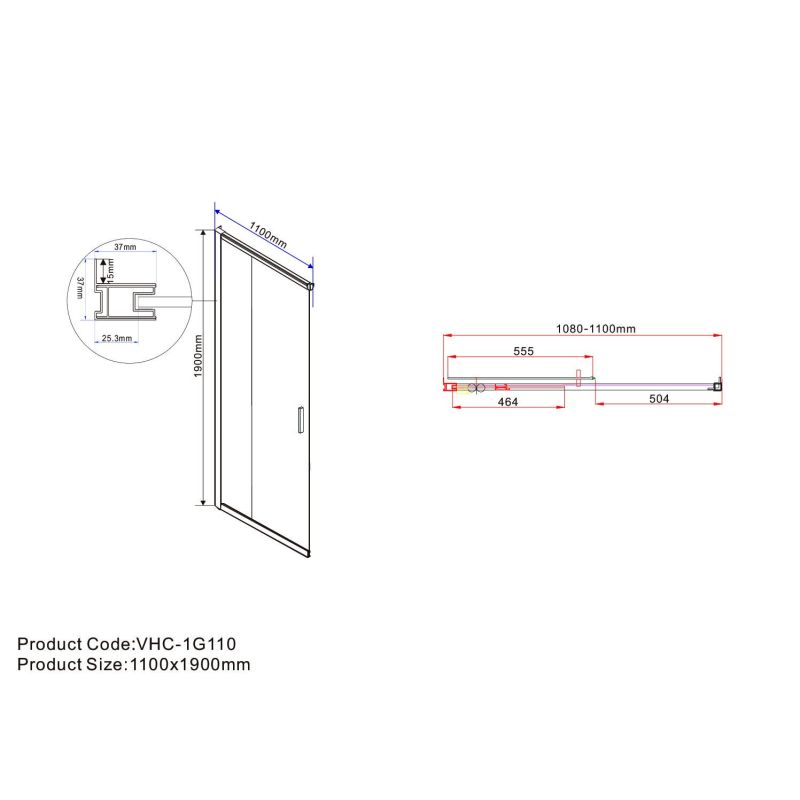 Душевой уголок Vincea Garda 120x110 VSS-1G1112CGB профиль Черный стекло тонированное