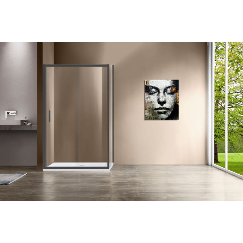 Душевой уголок Vincea Garda 120x90 VSR-1G9012CLGM профиль Вороненая сталь стекло прозрачное