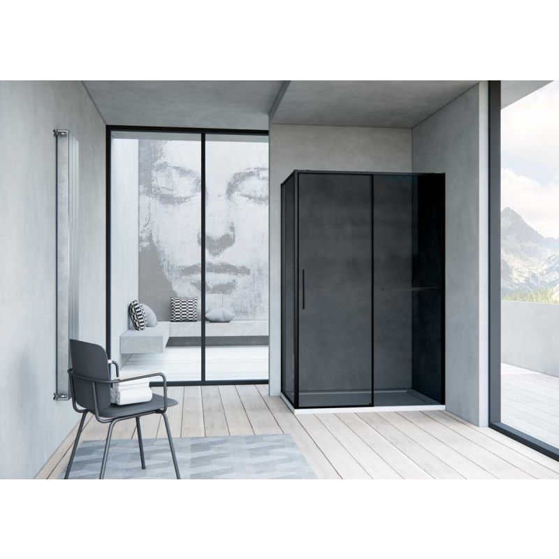 Душевой уголок Vincea Slim Soft 120x90 VSR-1SS9012CGB профиль Черный стекло тонированное