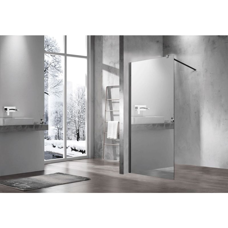 Душевая перегородка Vincea Walk-in VSW-1H900MRB 90 см, профиль матовый чёрный, стекло зеркальное