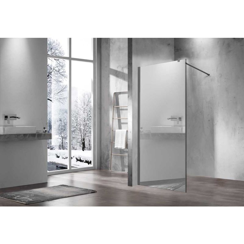 Душевая перегородка Vincea Walk-in VSW-1H900MRGM 90 см, профиль вороненая сталь, стекло зеркальное