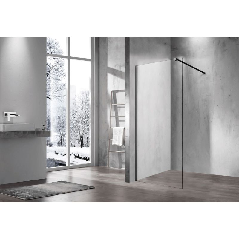 Душевая перегородка Vincea Walk-in VSW-1H110CLB 110 см, профиль черный матовый, стекло прозрачное