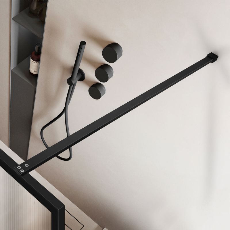 Душевая перегородка Vincea Walk-in HP Art VSW-1HP900FLB 90 см, профиль матовый черный, стекло рифленое