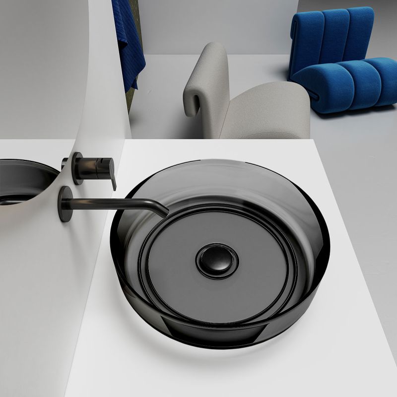 Раковина прозрачная Vincea VBS-6T16B, накладная, цвет черный