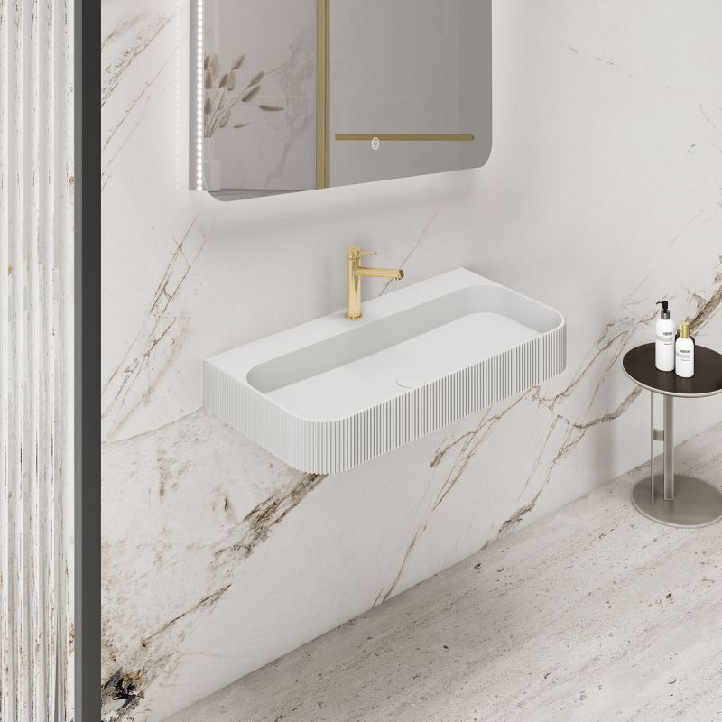 Раковина из искусственного камня Vincea VWB-6SG90MW, подвесная, цвет белый матовый