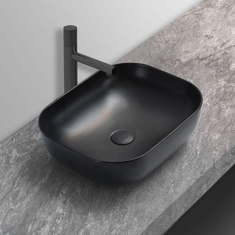 Раковина керамическая Vincea VBS-101MB, накладная, цвет матовый черный, 