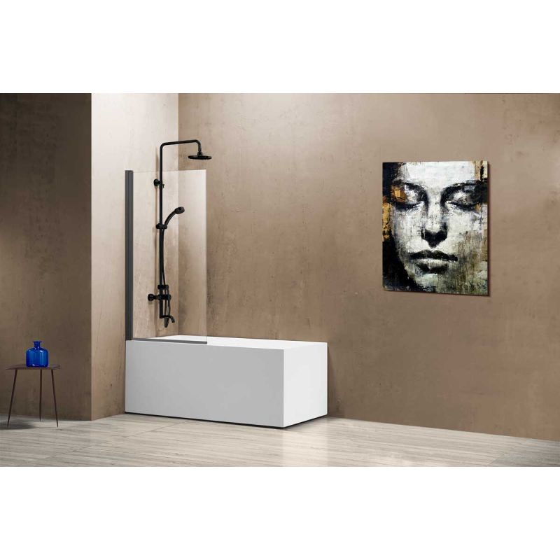 Шторка на ванну Vincea VSB-11800CLGM 80 см, профиль вороненая сталь, стекло прозрачное