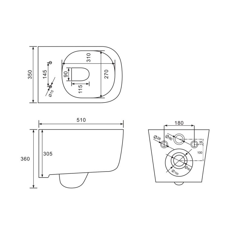 Унитаз Vincea Core VT1-28 подвесной Белый с сиденьем Микролифт