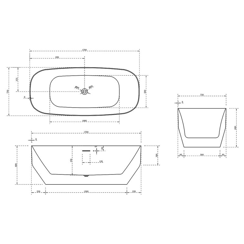 Акриловая ванна Vincea 170x75 VBT-630