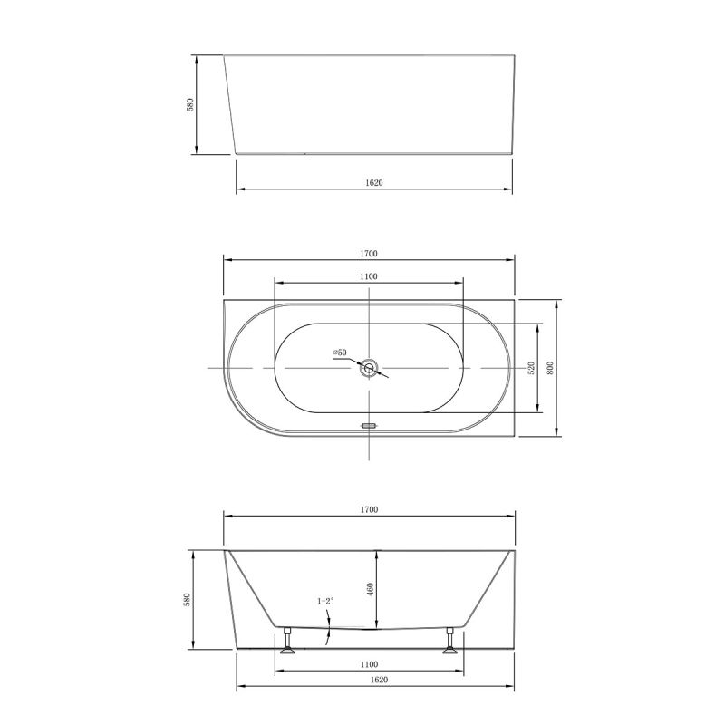 Акриловая ванна Vincea 170x80 VBT-402-1700R
