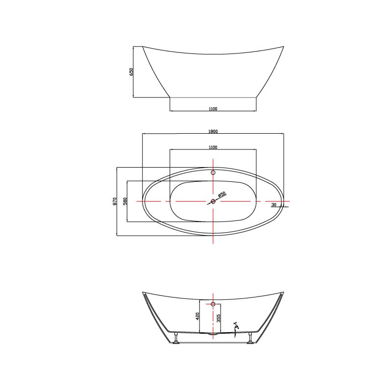 Акриловая ванна Vincea VBT-203 180x87