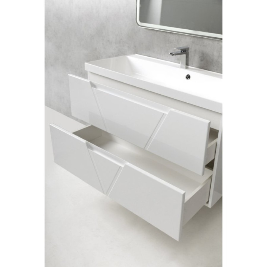 Тумба под раковину BelBagno Vittoria 100, подвесная, цвет Bianco Lucido, Vittoria-1000-2C-SO-BL-P