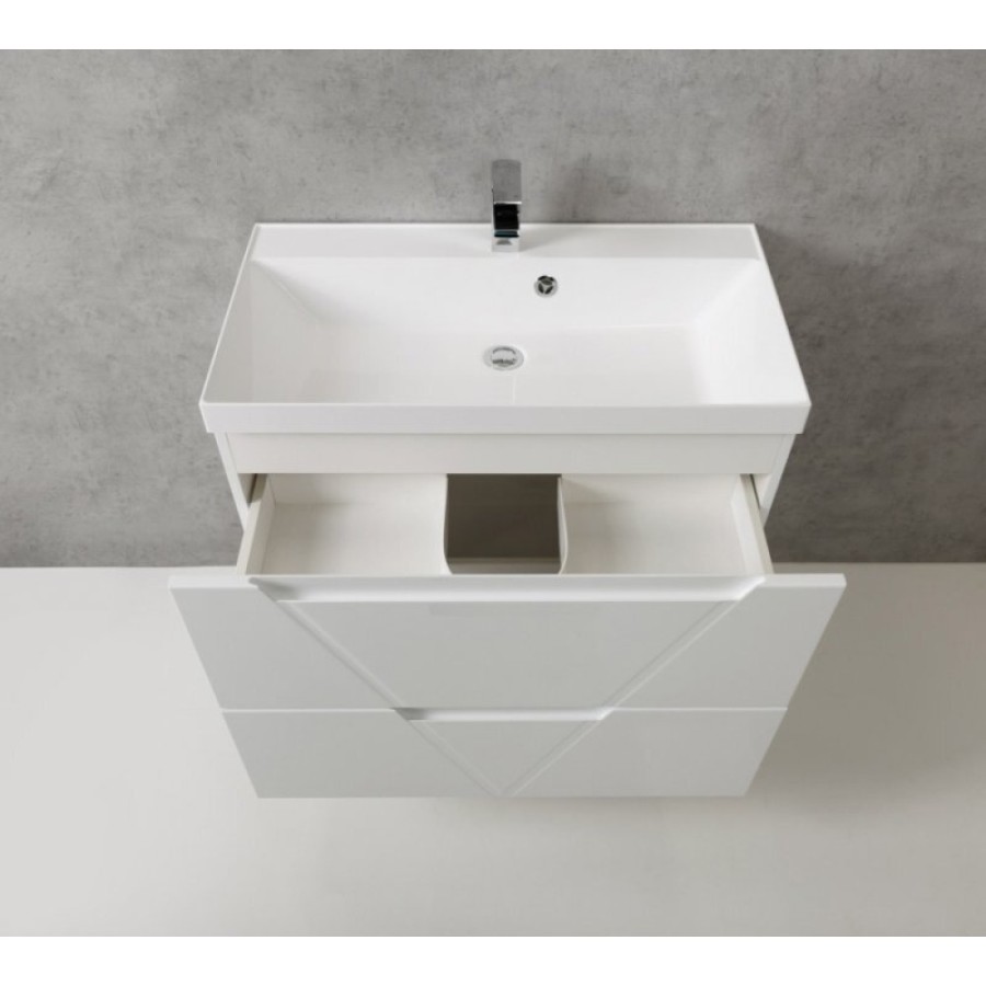 Тумба под раковину BelBagno Vittoria-800-2C-SO-BL 80 см подвесная, цвет белый глянцевый