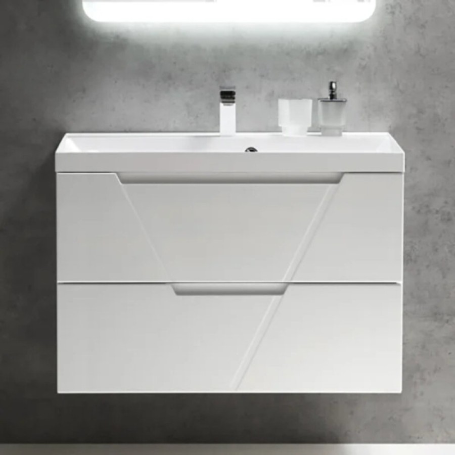 Тумба под раковину BelBagno VITTORIA-900-2C-SO-BL-P, 90 см, подвесная, цвет bianco lucido