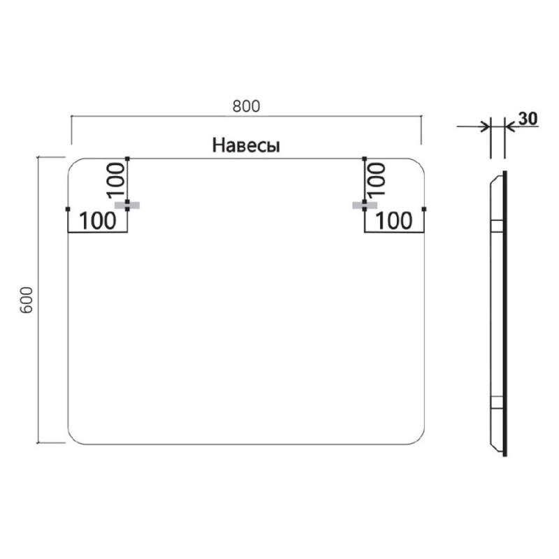 Зеркало Vincea 80х60см, LED c сенсорным выключателем, диммером и функцией антизапотевания, VLM-3MA800-2