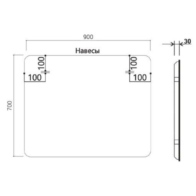 Зеркало Vincea 90х70см, LED c сенсорным выключателем и диммером, VLM-3MA900
