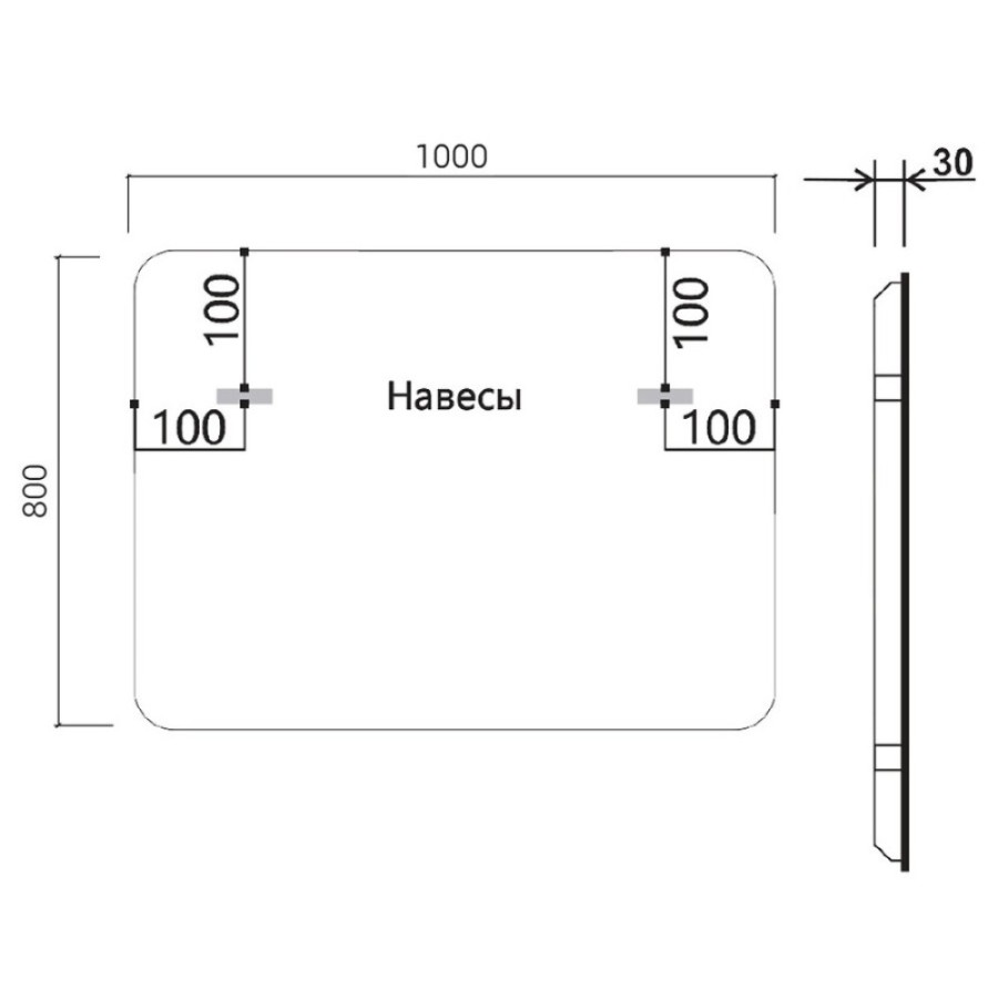 Зеркало Vincea 100х80см, LED c сенсорным выключателем, диммером и с функцией антизапотевания, VLM-3VC100-2